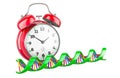 DNA spiral with alarm clock, 3D rendering Royalty Free Stock Photo