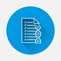 Dna spiral document vector icon on blue background. Flat image with long shadow. Layers grouped for easy editing illustration. For Royalty Free Stock Photo