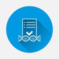 Dna spiral document vector icon on blue background. Flat image with long shadow. Layers grouped for easy editing illustration. For Royalty Free Stock Photo
