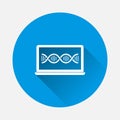 Dna spiral document vector iicon on blue background. Flat image with long shadow. Layers grouped for easy editing illustration. Royalty Free Stock Photo