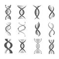 Dna spiral icons. Helix human technology research molecule and chromosome medical and pharmaceutical vector symbols