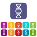 DNA spiral icons set flat Royalty Free Stock Photo