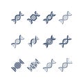 Dna spiral molecule structure vector icons. Genetics research and chromosome engineering symbols