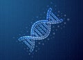 DNA spiral polygonal symbol with binary code background. Science concept design illustration. Blue Genetic helix low