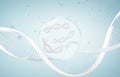 DNA spiral structure. DNA Helix complementary strand of Sequences genetic code or genome. Gene expression. nucleotide database. Royalty Free Stock Photo