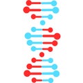 DNA spirals violet and turquoise color icons set. Deoxyribonucleic, nucleic acid helix. Spiraling strands. Chromosome. Molecular b