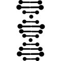 DNA spirals violet and turquoise color icons set. Deoxyribonucleic, nucleic acid helix. Spiraling strands. Chromosome. Molecular b