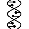 DNA spirals violet and turquoise color icons set. Deoxyribonucleic, nucleic acid helix. Spiraling strands. Chromosome. Molecular b