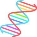 DNA spirals violet and turquoise color icons set. Deoxyribonucleic, nucleic acid helix. Spiraling strands. Chromosome. Molecular b