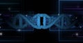 DNA strand and binary coding, scientific data processing image