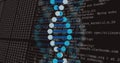 DNA strand and binary coding, scientific data processing image