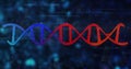 DNA strand and binary coding, scientific data processing image