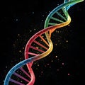 A DNA strand with a black background, emphasizing the intricate double helix structure