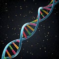 A DNA strand with a black background, emphasizing the intricate double helix structure