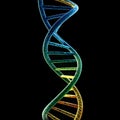 A DNA strand with a black background, emphasizing the intricate double helix structure