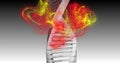 DNA strand with glowing red and yellow data processing image