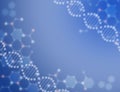 DNA strand with molecules science icon pattern for abstract blue technology background. Concept of Nanotechnology, Biochemistry Royalty Free Stock Photo