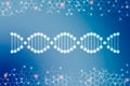 DNA strand with molecules science icon pattern for abstract blue technology background. Concept of Nanotechnology, Biochemistry