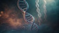Dna strands emerging from a mysterious and smoky atmosphere Royalty Free Stock Photo