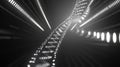 Dna string connecting to abstract digital binary code light forms Royalty Free Stock Photo