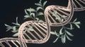 Dna Structure and Botanical Branch Intertwined on Black Background Royalty Free Stock Photo