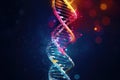 DNA structure on a dark background. 3d rendering, 3d illustration, code of genetic human Spiral DNA polygonal, AI Generated