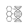 Dna structure, genetics, molecule analysis line icon.