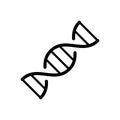 DNA structure icon. Linear molecule logo. Black cartoon illustration of gene, biology, evolution, genetics. Contour isolated Royalty Free Stock Photo
