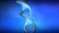 DNA structure model on blue background, 3D render. Royalty Free Stock Photo