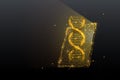 Genetic science, gold metal biotechnology low poly wireframe illustration