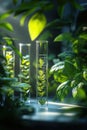 DNA test tube on the background of plants. Selective focus Royalty Free Stock Photo