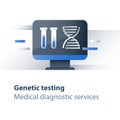 Genetic spiral, DNA testing, medical test, health care, genealogical analysis services, personalized medicine concept Royalty Free Stock Photo
