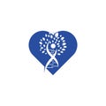 Dna tree heart shape concept vector logo design. Royalty Free Stock Photo