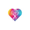 Dna tree heart shape concept vector logo design. Royalty Free Stock Photo