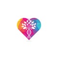 Dna tree heart shape concept vector logo design. Royalty Free Stock Photo