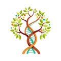 DNA Tree of Life with Abstract Branches, Leaves, and Molecular Fruit Concept Royalty Free Stock Photo