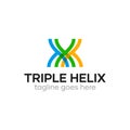 DNA Triple Helix Modern Logo for Medical Research Biotechnology Company