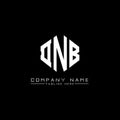 DNB letter logo design with polygon shape. DNB polygon and cube shape logo design. DNB hexagon vector logo template white and Royalty Free Stock Photo