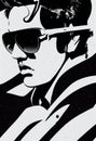 Dnepr Ukraine, December 5, 2022: Elvis Presley in a cool pair of sunglasses in a black and white drawing