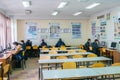 Dnepr, Ukraine - March 30, 2017: Students are on a practical lesson in a computer class