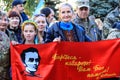 Dnepropetrovsk, Dnipro city, Ukraine, 14,10 2018. A little girl and an elderly woman at a meeting hold a poster with the