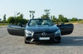 Photos of the Mercedes Benz SL550 convertible on the road Royalty Free Stock Photo