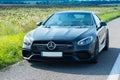 Photos of the Mercedes Benz SL550 convertible on the road Royalty Free Stock Photo