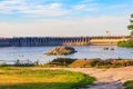 Dnieper Hydroelectric Station on the Dnieper river in Zaporizhia, Ukraine Royalty Free Stock Photo