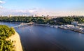 Dnieper with Pedestrian Bridge in Kiev, Ukraine Royalty Free Stock Photo