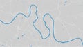 Dniester river map, Ukraine. Watercourse, water flow, blue on grey background road map. Vector illustration