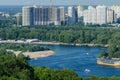 Dnipro banks, beaches and residential areas of Kyiv