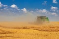 Dnipro. Ukraine 10 July 2021. harvesting wheat. Combine harvester collects spikelets of wheat. Agriculture