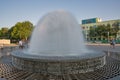 People visit fountain Sphere in Dnipro, Ukraine