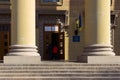 Entrance to the place of the polling station in the university building. Election of the President of Ukraine. Royalty Free Stock Photo